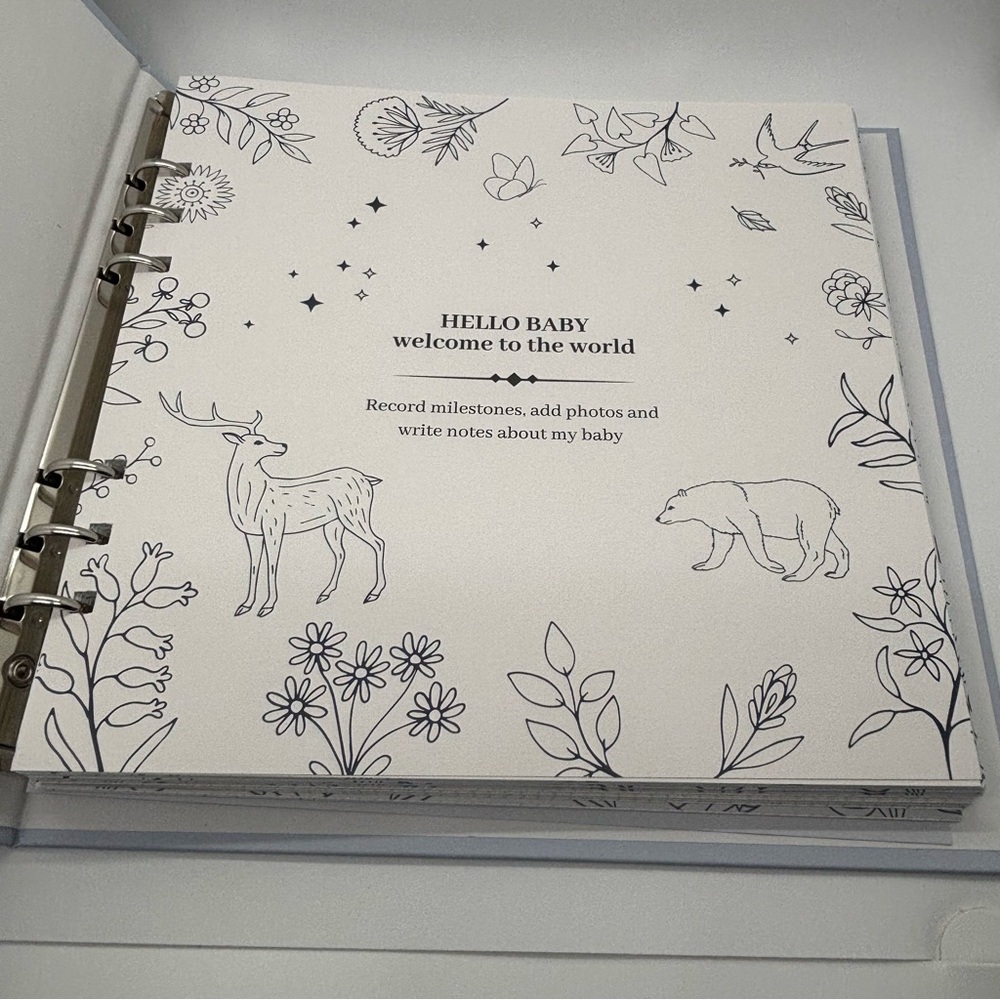 Elegant Silver and Gray Butterfly Baby Book